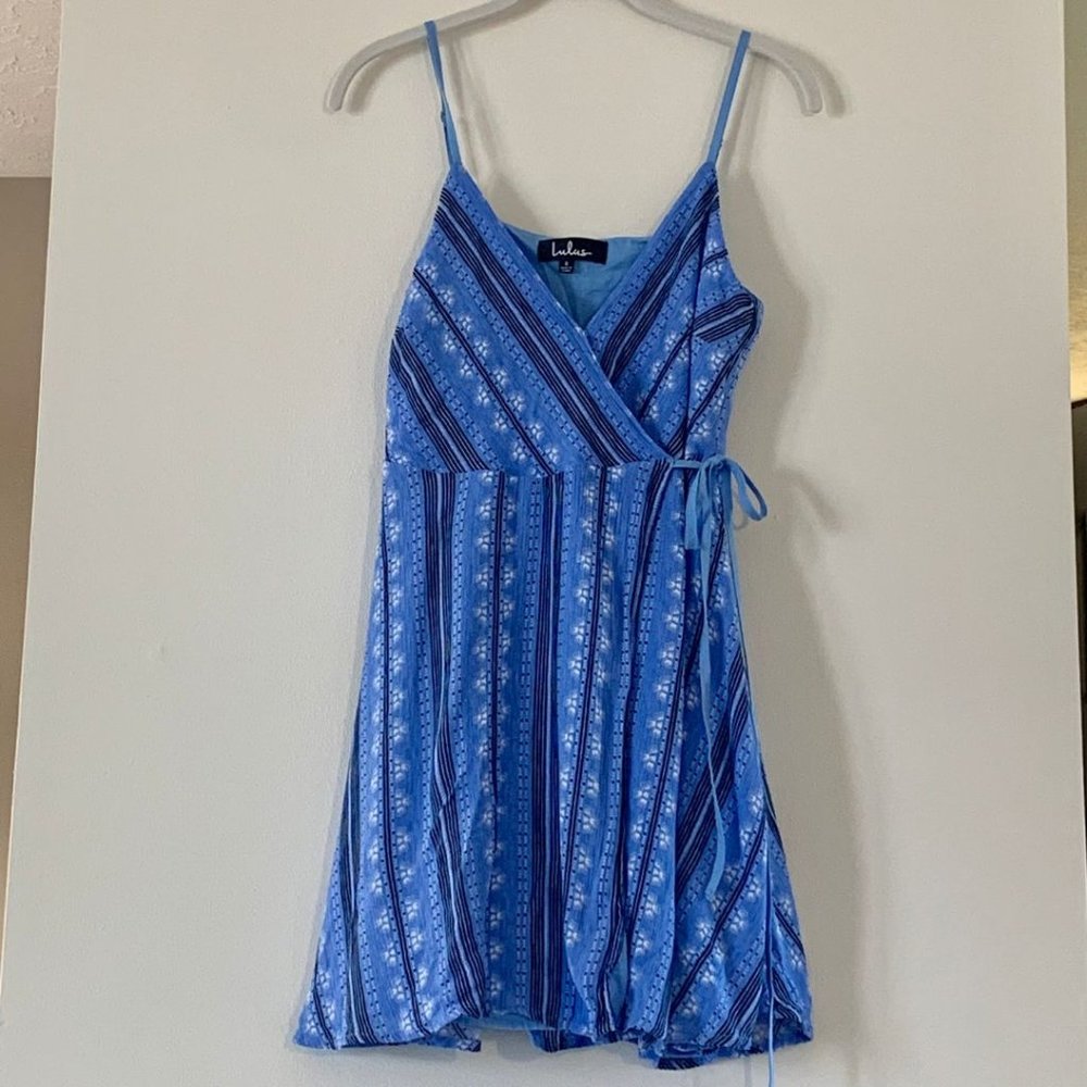 Lulu's Blue Mini Wrap Dress Small